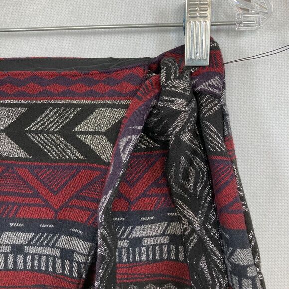 Express Skirt Womens Sz 6 Gray Red Aztec Southwest Wrap Front Tweed Mini Stretch - Picture 5 of 10
